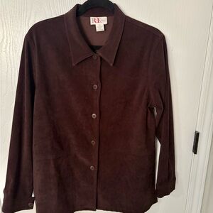 R&K Dark Brown Faux Suede Button-Down Shirt